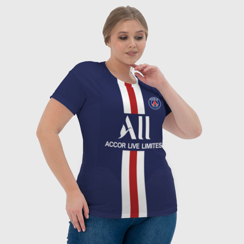 Женская футболка 3D с принтом Mbappe Home 19-20, фото #4