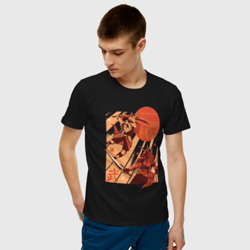 Мужская футболка с принтом Битва Единорогов Самураев, фото на моделе #1