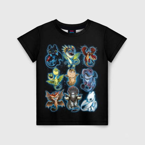 Детская 3D футболка с принтом Как приручить дракона, вид спереди #2