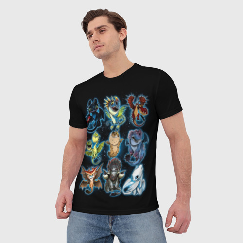 Мужская футболка 3D с принтом Как приручить дракона, фото на моделе #1