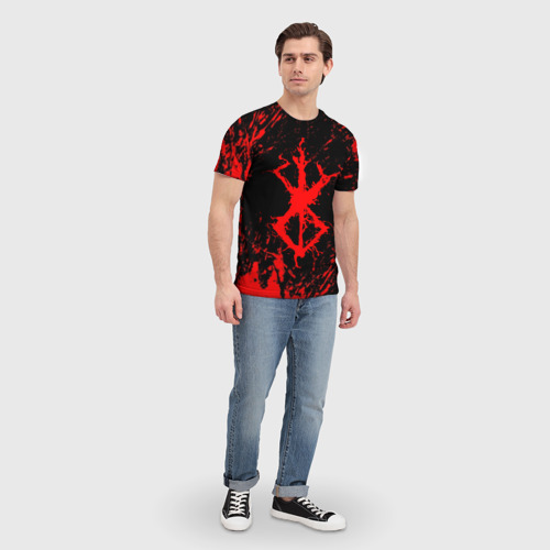 Мужская футболка 3D с принтом Berserk logo elements, вид сбоку #3