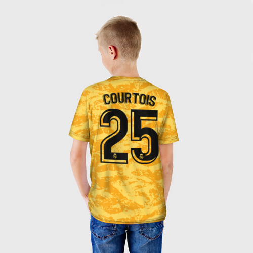 Детская футболка 3D с принтом Courtois gk home 19-20, вид сзади #2