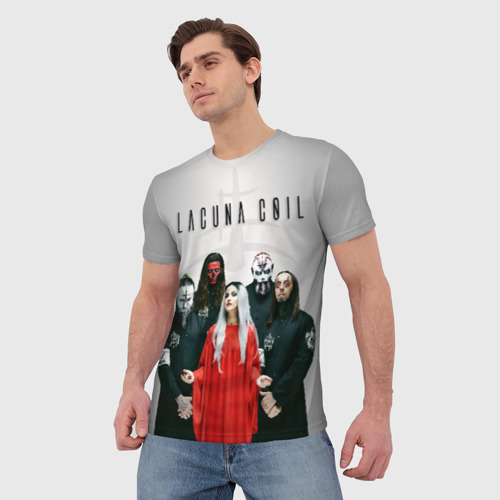 Мужская 3D футболка с принтом Lacuna Coil, фото на моделе #1