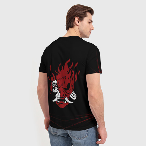 Мужская футболка 3D с принтом Cyberpunk 2077 Samurai, вид сзади #2