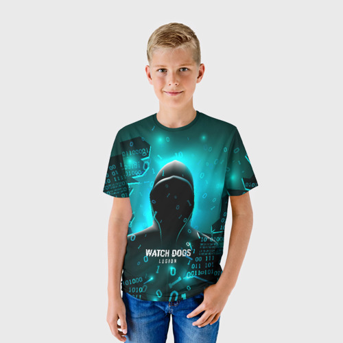 Детская футболка 3D с принтом Watch Dogs Legion, фото на моделе #1