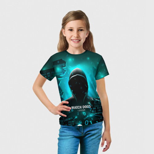 Детская футболка 3D с принтом Watch Dogs Legion, вид сбоку #3