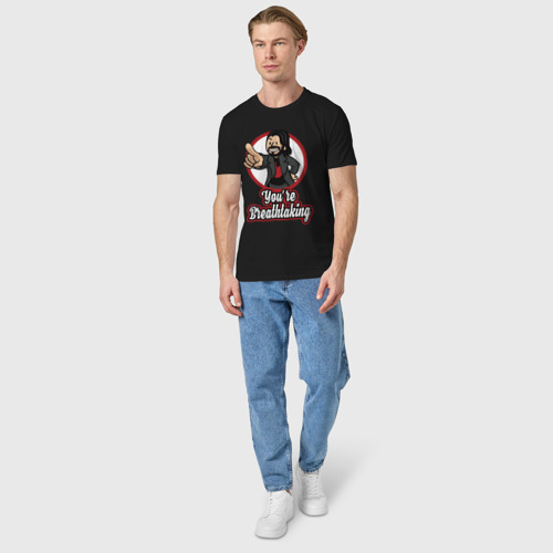 Мужская футболка хлопок с принтом Киану Ривз, вид сбоку #3