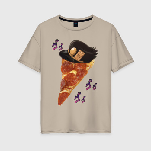 Женская футболка хлопок Oversize с принтом JoJo Pizza, вид спереди #2