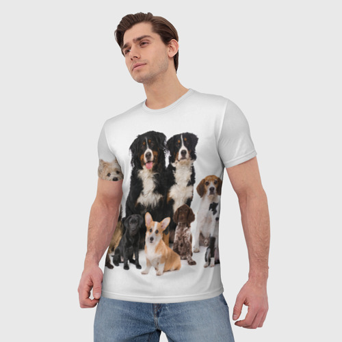 Мужская футболка 3D с принтом Породистые собаки, фото на моделе #1
