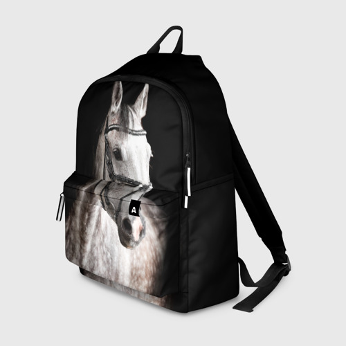 Рюкзак 3D с принтом Серный в яблоках конь, вид спереди #2