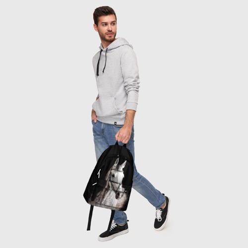 Рюкзак 3D с принтом Серный в яблоках конь, фото #5