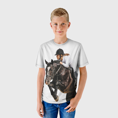 Детская футболка 3D с принтом Наездница, фото на моделе #1