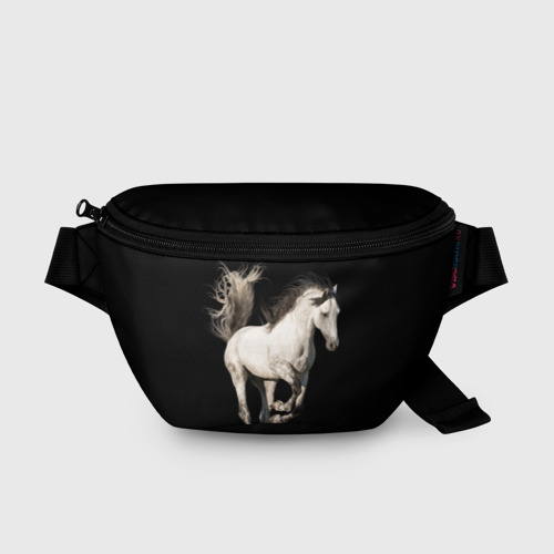 Поясная сумка 3D с принтом Серный в яблоках конь, вид спереди #2