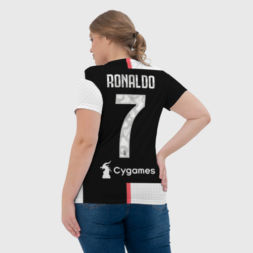 Женская футболка 3D с принтом Роналду Форма 19/20 Домашняя, вид сзади #2