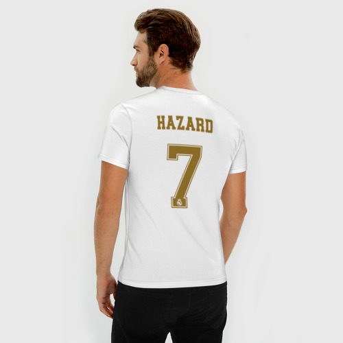 Мужская футболка хлопок Slim с принтом Азар Форма Реал Мадрид 19-20, вид сзади #2
