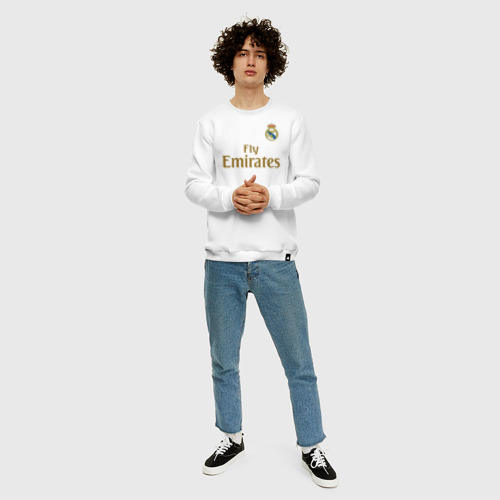 Мужской свитшот хлопок с принтом Азар Форма Реал Мадрид 19-20, вид сбоку #3