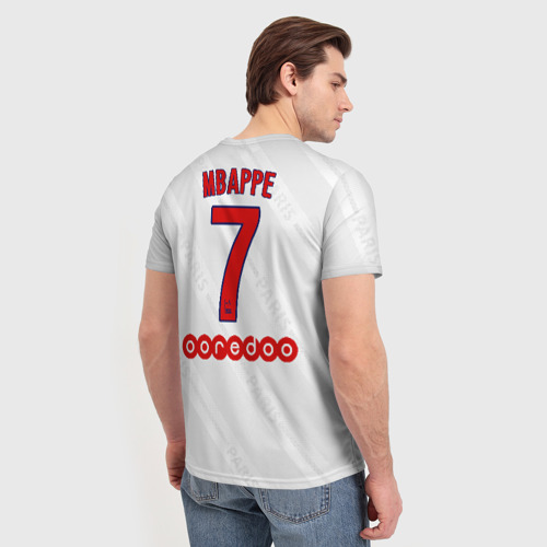 Мужская футболка 3D с принтом Mbappe away 19-20, вид сзади #2