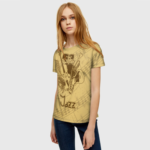 Женская футболка 3D с принтом Jazz, фото на моделе #1