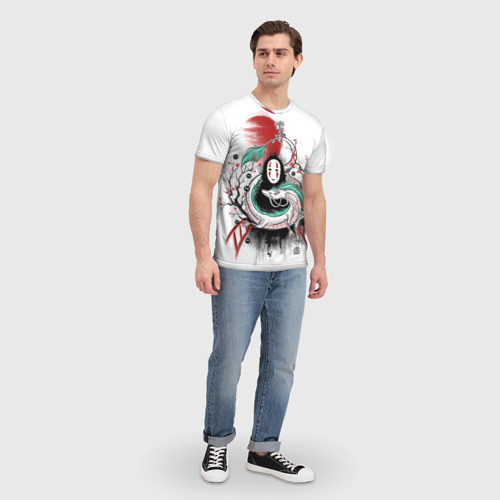 Мужская футболка 3D с принтом Хаку обвивает Каонаси, вид сбоку #3