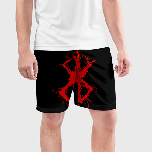 Мужские шорты спортивные с принтом BERSERK logo elements red, фото на моделе #1