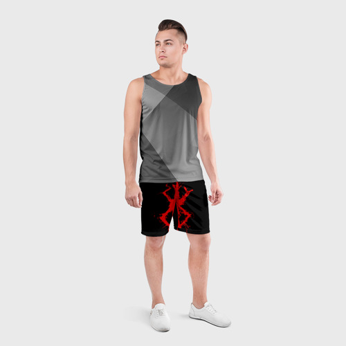 Мужские шорты спортивные с принтом BERSERK logo elements red, вид сбоку #3