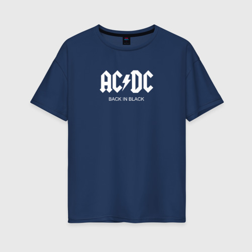 Женская футболка хлопок Oversize с принтом AC/DC, вид спереди #2