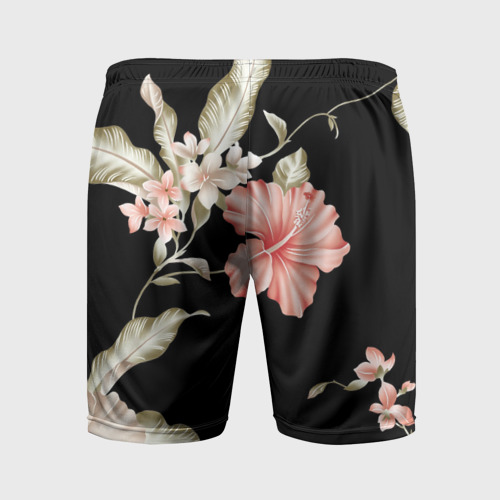 Мужские шорты спортивные с принтом Красивые Цветочки, вид сзади #1