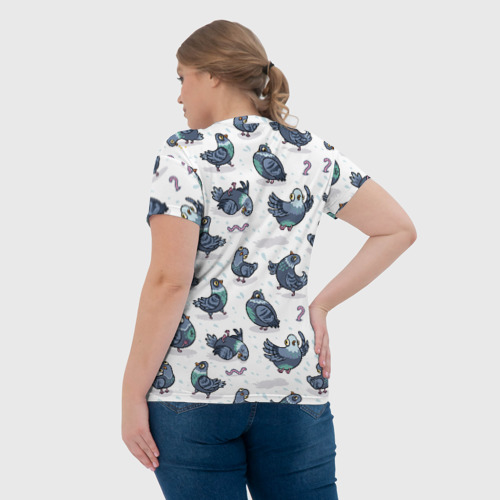 Женская футболка 3D с принтом Голуби, вид сзади #2
