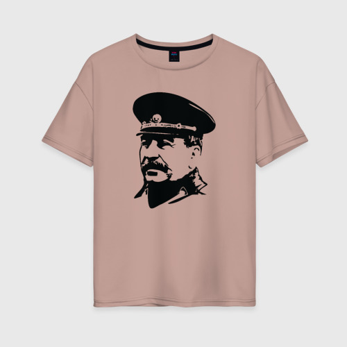 Женская футболка хлопок Oversize с принтом Сталин, вид спереди #2