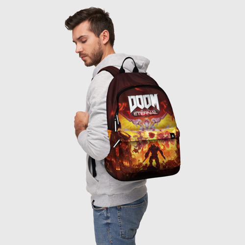 Рюкзак 3D с принтом Doom Eternal, фото на моделе #1