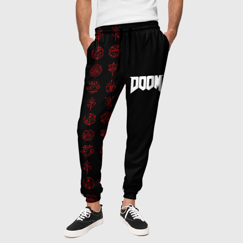 Мужские брюки 3D с принтом Doom - Руны, вид сбоку #3