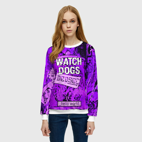 Женский свитшот 3D с принтом WATCH DOGS, фото на моделе #1