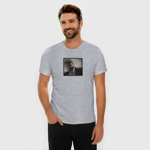 Мужская футболка хлопок Slim с принтом Список твоих мыслей, фото на моделе #1