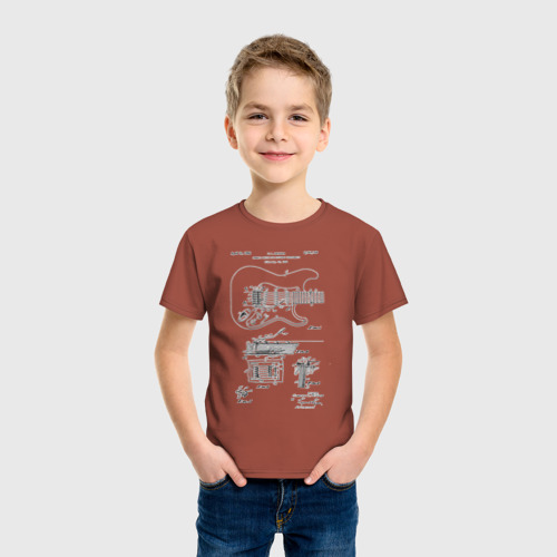 Детская футболка хлопок с принтом Patent C L Fender, фото на моделе #1