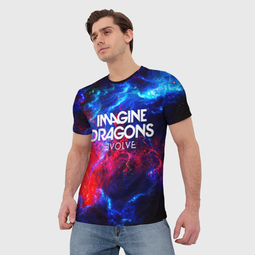 Мужская футболка 3D с принтом Imagine dragons, фото на моделе #1