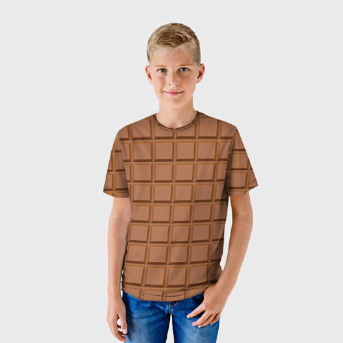 Детская футболка 3D с принтом Плитка Шоколада, фото на моделе #1