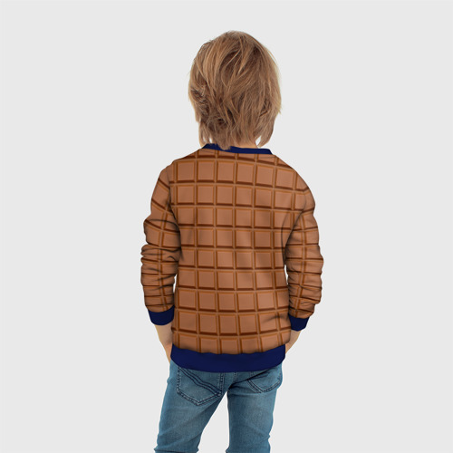 Детский свитшот 3D с принтом Плитка Шоколада, вид сзади #2