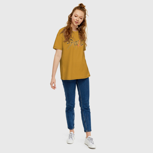 Женская футболка хлопок Oversize с принтом STRAY KIDS BANGCHAN, вид сбоку #3