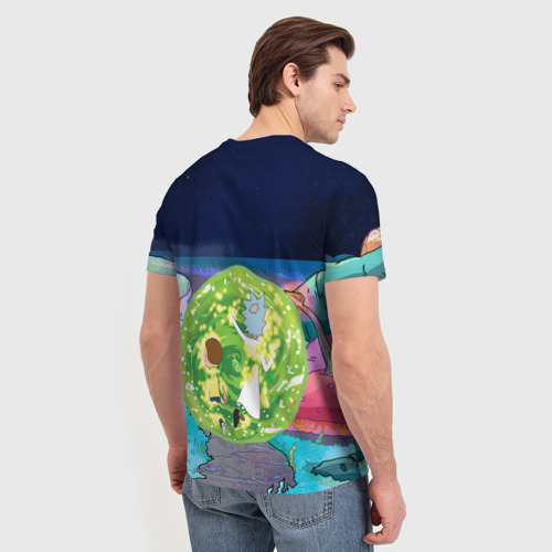 Мужская 3D футболка с принтом Путешествия Рик и Морти, вид сзади #2