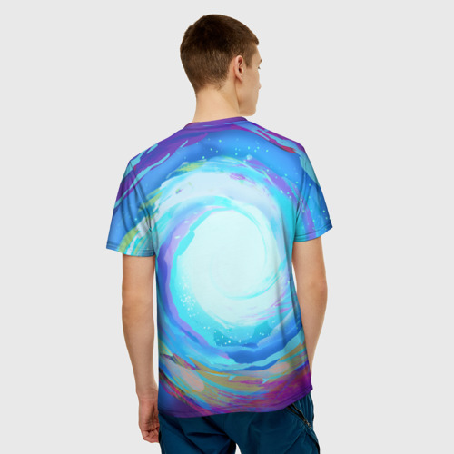 Мужская 3D футболка с принтом Rick in nirvana, вид сзади #2