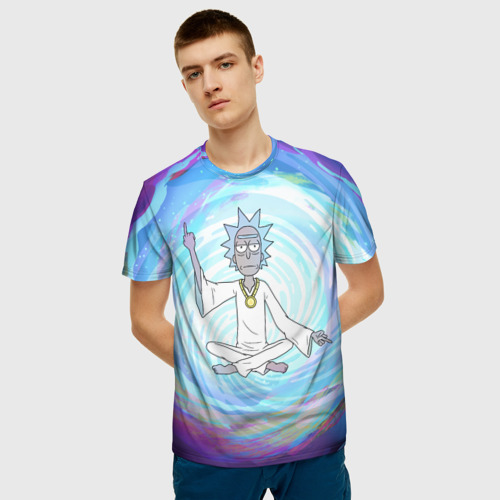 Мужская 3D футболка с принтом Rick in nirvana, фото на моделе #1