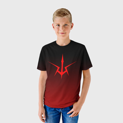 Детская футболка 3D с принтом Code Geass logo gradient, фото на моделе #1