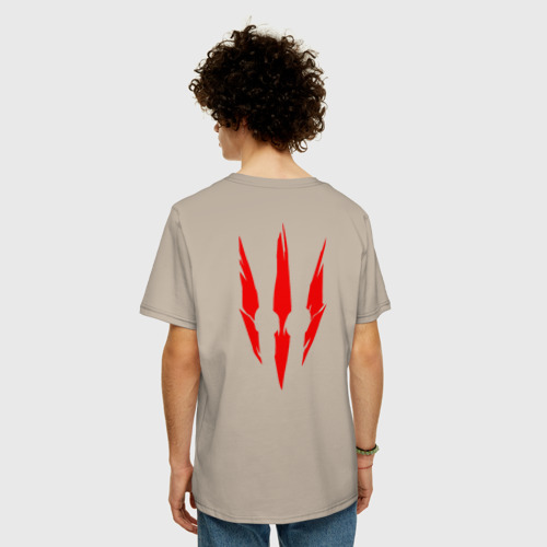 Мужская футболка хлопок Oversize с принтом ВЕДЬМАК 3 (НА СПИНЕ), вид сзади #2