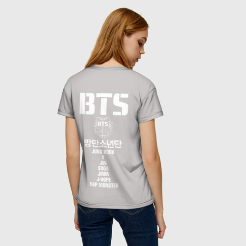 Женская 3D футболка с принтом BTS Take love, вид сзади #2