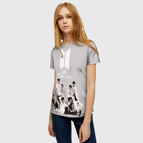 Женская 3D футболка с принтом BTS Take love, фото на моделе #1