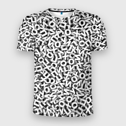 Мужская футболка 3D Slim с принтом Буквы йухоп, вид спереди #2