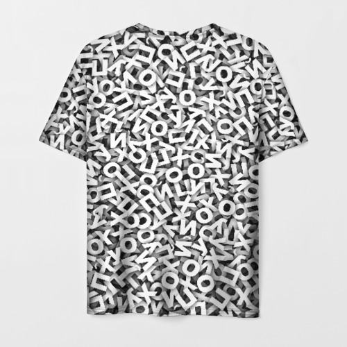 Мужская футболка 3D с принтом Буквы йухоп, вид сзади #1