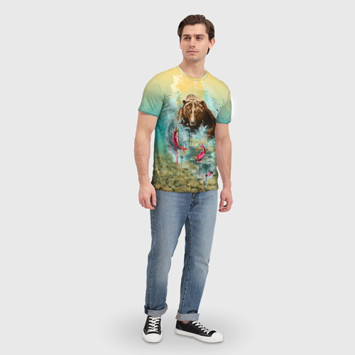 Мужская футболка 3D с принтом Рыбалка, вид сбоку #3