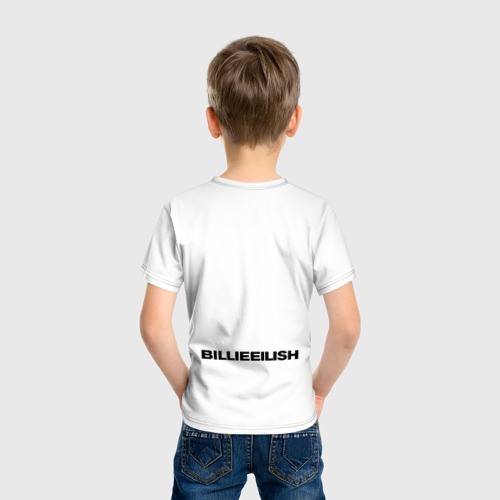 Детская футболка хлопок с принтом BILLIE EILISH (НА СПИНЕ), вид сзади #2