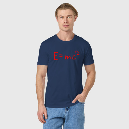 Мужская футболка хлопок с принтом E=mc2, фото на моделе #1